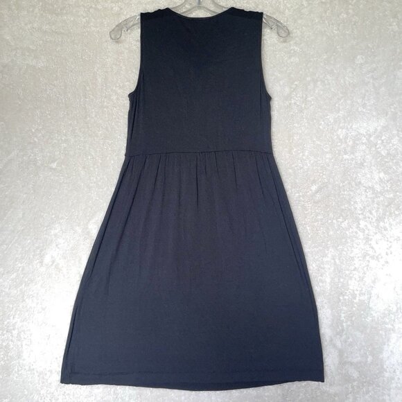 Neiman Marcus Black Midi Slip Dress M Multicolor Beaded Split Neck Sleeveless - Picture 6 of 10